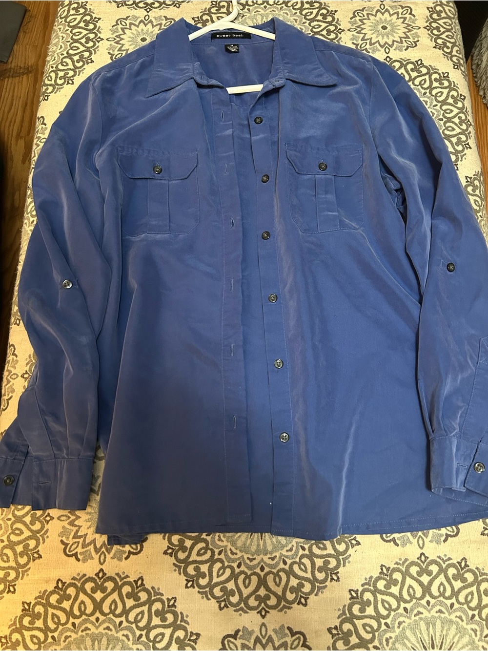 Button-Front Women's Shirt in Royal Blue